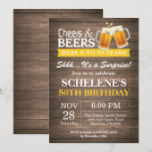 Invitation Surprise Rustic Cheers and Beers 50e anniversaire (Devant / Derrière)