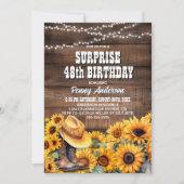 Invitation Surprise Rustic Wood Sunflower fête d'anniversaire (Devant)