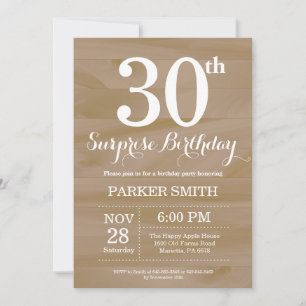 Invitation surprise rustique pour 30 ans