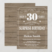 Invitation surprise rustique pour 30e anniversaire (Devant / Derrière)