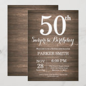 Invitation surprise rustique pour 50e anniversaire (Devant / Derrière)