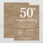 Invitation surprise rustique pour 50e anniversaire (Devant / Derrière)