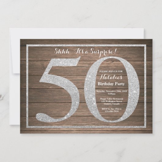 Invitation surprise rustique pour 50e anniversaire (Devant)