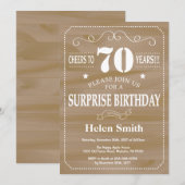 Invitation surprise rustique pour 70e anniversaire (Devant / Derrière)