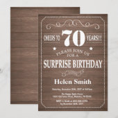 Invitation surprise rustique pour 70e anniversaire (Devant / Derrière)