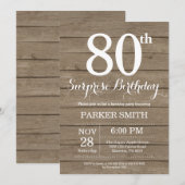 Invitation surprise rustique pour 80e anniversaire (Devant / Derrière)