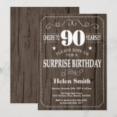 Invitation surprise rustique pour 90e anniversaire (Devant / Derrière)