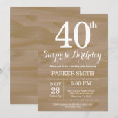 Invitation surprise rustique pour les 40 ans (Devant / Derrière)