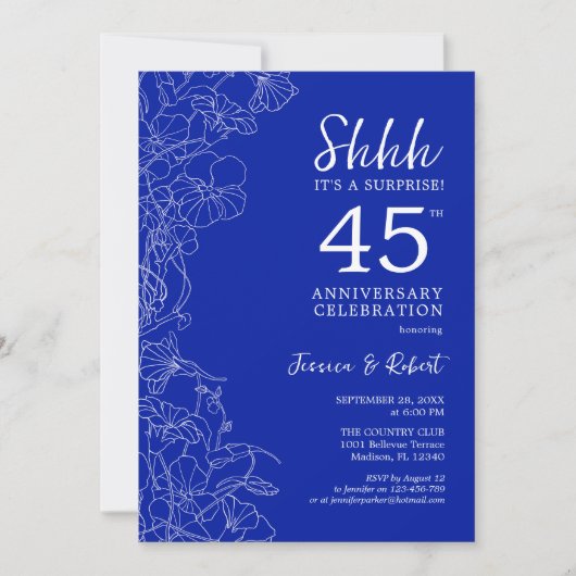 Invitation Surprise Saphir Blanc 45e Anniversaire (Devant)