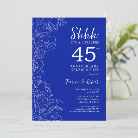 Invitation Surprise Saphir Blanc 45e Anniversaire (Debout devant)