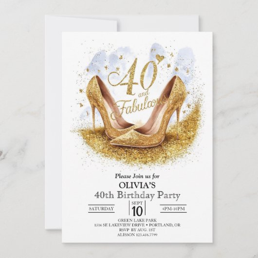 Invitation Surprise Simple Digital Gold 40e anniversaire (Devant)