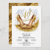 Invitation Surprise Simple Digital Gold 40e anniversaire (Devant / Derrière)