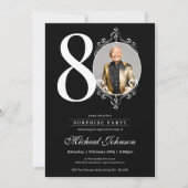 Invitation Surprise Simple élégante Photo 80e anniversaire fê (Devant)