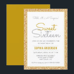 Invitation Surprise Sweet 16 Anniversaire Faux Gold Parties s<br><div class="desc">Cette élégante invitation à la fête du 16e anniversaire de surprise présente une bordure en faux parties scintillant or accentuée d'une police de script moderne. Le texte personnalisé vous permet d'ajouter les détails de votre invitation.</div>
