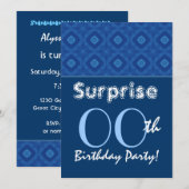 Invitation SURPRISE Toute année Anniversaire Diamants Bleus V (Devant / Derrière)