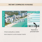 Invitation Surprise Trip to Miami Gift Boarding Pass Card