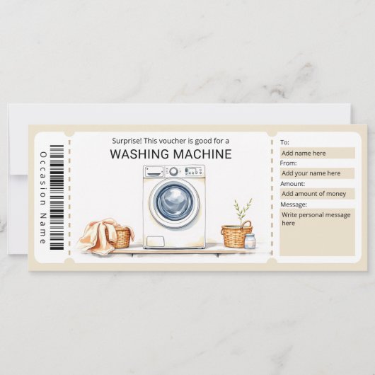 Invitation Surprise Washing Machine Gift Certificate  (Devant)