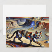 Invitation Surreal Cat Melting Clocks Dali Picasso Inspired (Devant / Derrière)