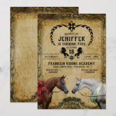 Invitation Surréaliste deux chevaux peinture.                 (Devant / Derrière)