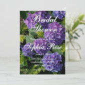 Invitation Survent bleu violet hydrangée douche nuptiale (Debout devant)