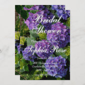 Invitation Survent bleu violet hydrangée douche nuptiale (Devant / Derrière)