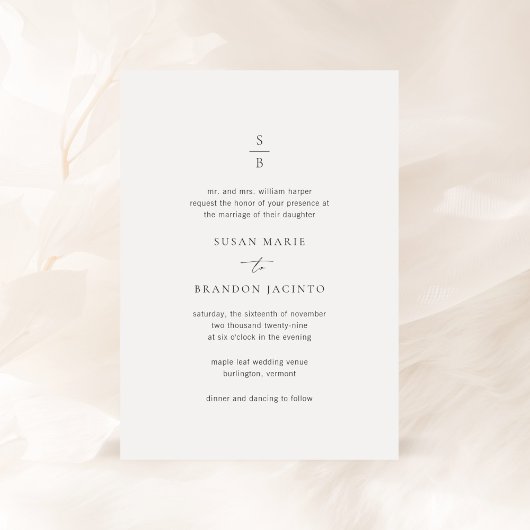Invitation Susan Elegant Mariage moderne