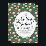 Invitation Sush Rolls Grey Anniversaire Hibachi Restaurant<br><div class="desc">Illustration Ombre Sushi Roll Invitations Conçu par Dream Big Digital Design</div>