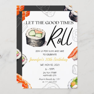 Invitation Sushi Adulte Anniversaire Dîner du Bon Times Roll