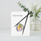 Invitation Sushi, baguettes noires, sushis, baguettes, ric (Debout devant)