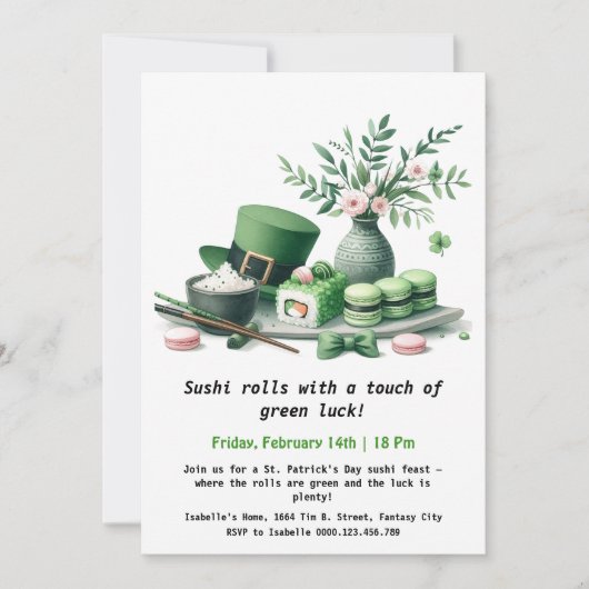 Invitation Sushi de la Saint-Patrick – Ça déferle en vert ! (Devant)