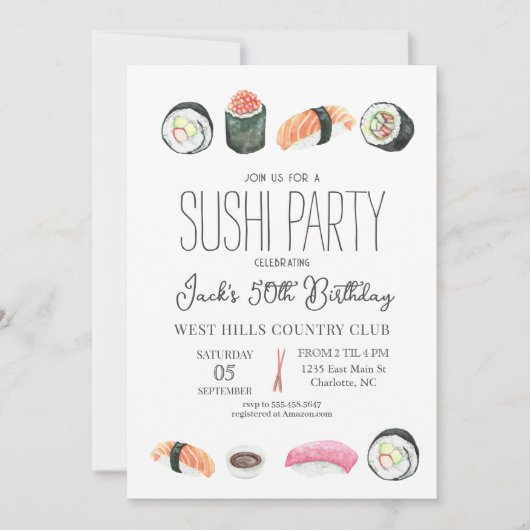 Invitation Sushi invitation, Sushi Anniversaire, Sushi & SaKi (Devant)