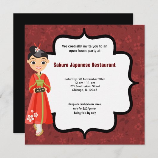 Invitation Sushi Open House (Devant / Derrière)