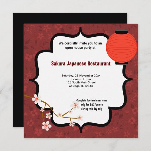 Invitation Sushi Open House (Devant / Derrière)