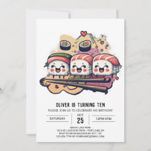 Invitation Sushi Party Editable Anniversaire