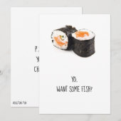 Invitation Sushi party invitation, humour de poisson amusant (Devant / Derrière)