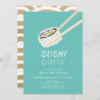 Sushi Party Simple Turquoise & Or Anniversaire