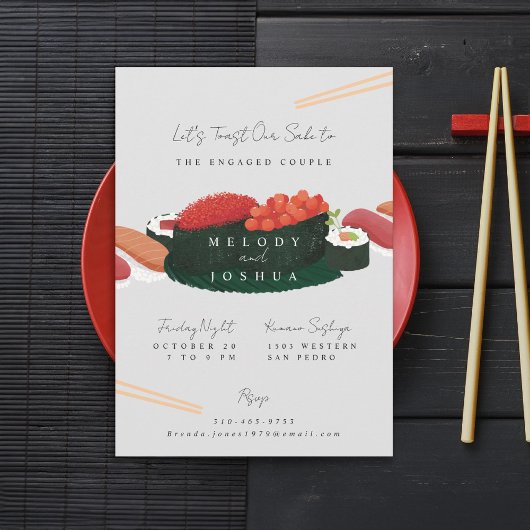 Invitation Sushi Pré Mariage Gray
