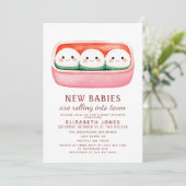Invitation Sushi Rice Ball Kawaii Triplets Baby shower (Debout devant)