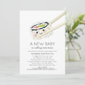 Invitation Sushi Roll Kawaii Baby shower par courrier (Debout devant)