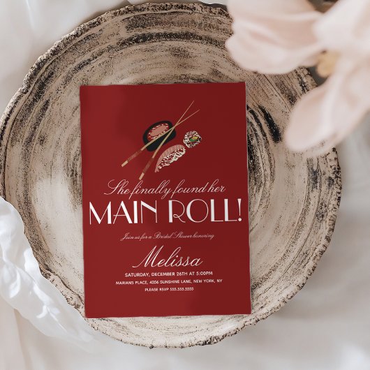 Invitation Sushi Rolls Chopsticks Japan Saki Bridal Shower