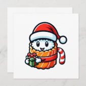 Invitation Sushi Santa - Rouleau de fête avec cadeau (Devant / Derrière)