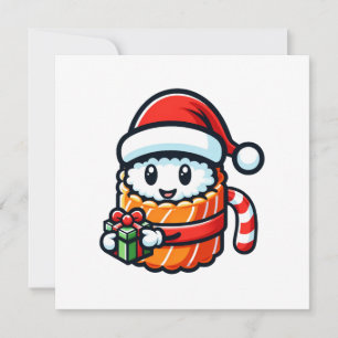 Invitation Sushi Santa - Rouleau de fête avec cadeau