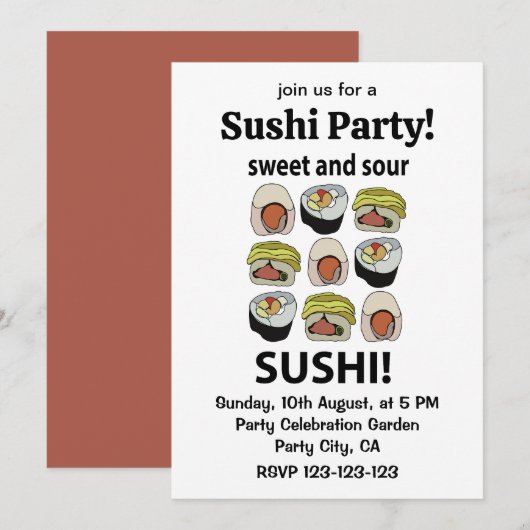 Invitation Sushi Sucré et Acide Sushi (Devant / Derrière)
