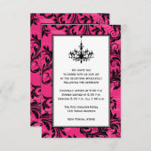 Invitation Suspension Rose Noir Blanc Rouleaux Mariage Insert (Devant / Derrière)
