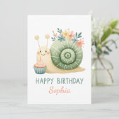 Invitation Süße Schnecke mit Cupcake- Happy Birthday (Debout devant)