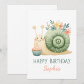 Invitation Süße Schnecke mit Cupcake- Happy Birthday (Devant / Derrière)