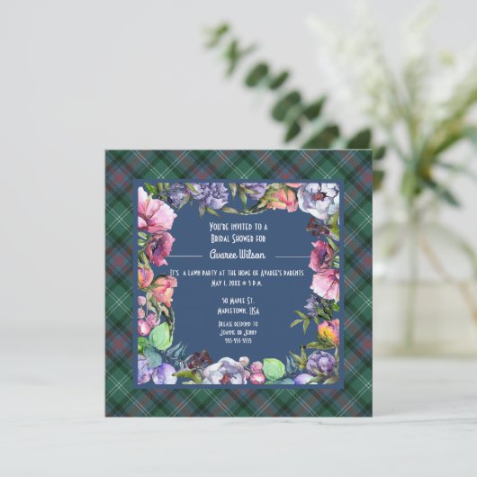 Invitation Sutherland Ancien et aquarelle Fleurs (Debout devant)