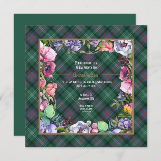 Invitation Sutherland Old Ancient et averse de fleurs (Devant / Derrière)