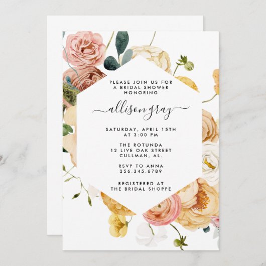 Invitation Sutton Bridal Shower (Devant / Derrière)