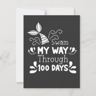 Invitation Swam My Way Thru 100 jours d'école